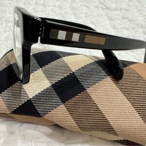 Burberry Black and Tan Plaid Glasses with Case